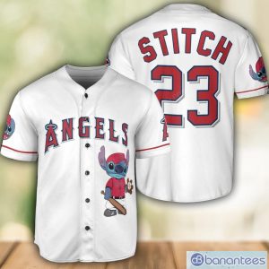 Los Angeles Angels Lilo and Stitch White Baseball Jersey Shirt For Stitch Lover Custom Name Number Product Photo 1