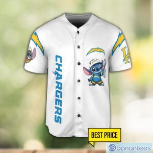 Los Angeles Chargers Lilo and Stitch Champions White Baseball Jersey Shirt For Fans Unique Gift Custom Name Number Product Photo 2