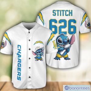 Los Angeles Chargers Lilo and Stitch Champions White Baseball Jersey Shirt For Fans Unique Gift Custom Name Number Product Photo 1