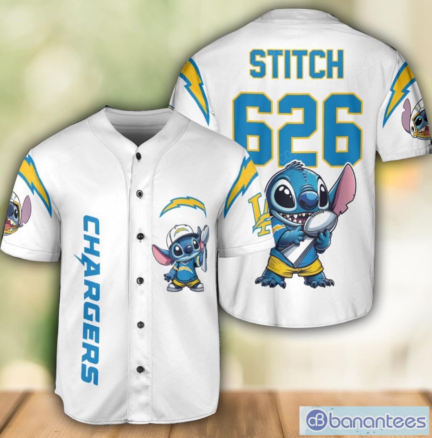 Los Angeles Chargers Lilo and Stitch Champions White Baseball Jersey Shirt For Fans Unique Gift Custom Name Number Product Photo 1