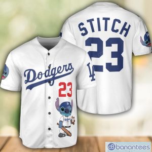 Los Angeles Dodgers Lilo and Stitch White Baseball Jersey Shirt For Stitch Lover Custom Name Number Product Photo 1