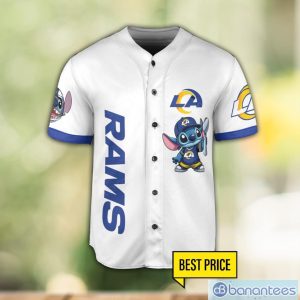 Los Angeles Rams Lilo and Stitch Champions White Baseball Jersey Shirt For Fans Unique Gift Custom Name Number Product Photo 2
