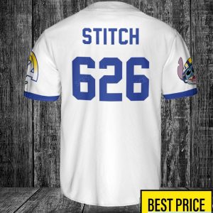 Los Angeles Rams Lilo and Stitch White Baseball Jersey Shirt For Stitch Lover Custom Name Number Product Photo 2