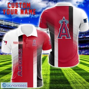Los Angeles Angels Team Striped Style 3D Printed Polo Shirt For Fans Custom Name Product Photo 1
