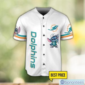 Miami Dolphins Lilo and Stitch Champions White Baseball Jersey Shirt For Fans Unique Gift Custom Name Number Product Photo 2