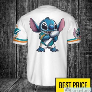 Miami Dolphins Lilo and Stitch White Baseball Jersey Shirt For Stitch Lover Product Photo 3