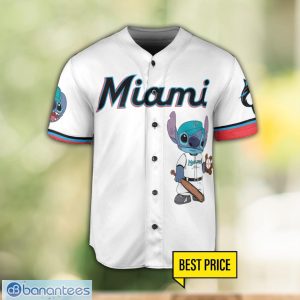 Miami Marlins Lilo and Stitch White Baseball Jersey Shirt For Stitch Lover Custom Name Number Product Photo 2
