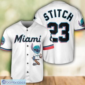 Miami Marlins Lilo and Stitch White Baseball Jersey Shirt For Stitch Lover Custom Name Number Product Photo 1