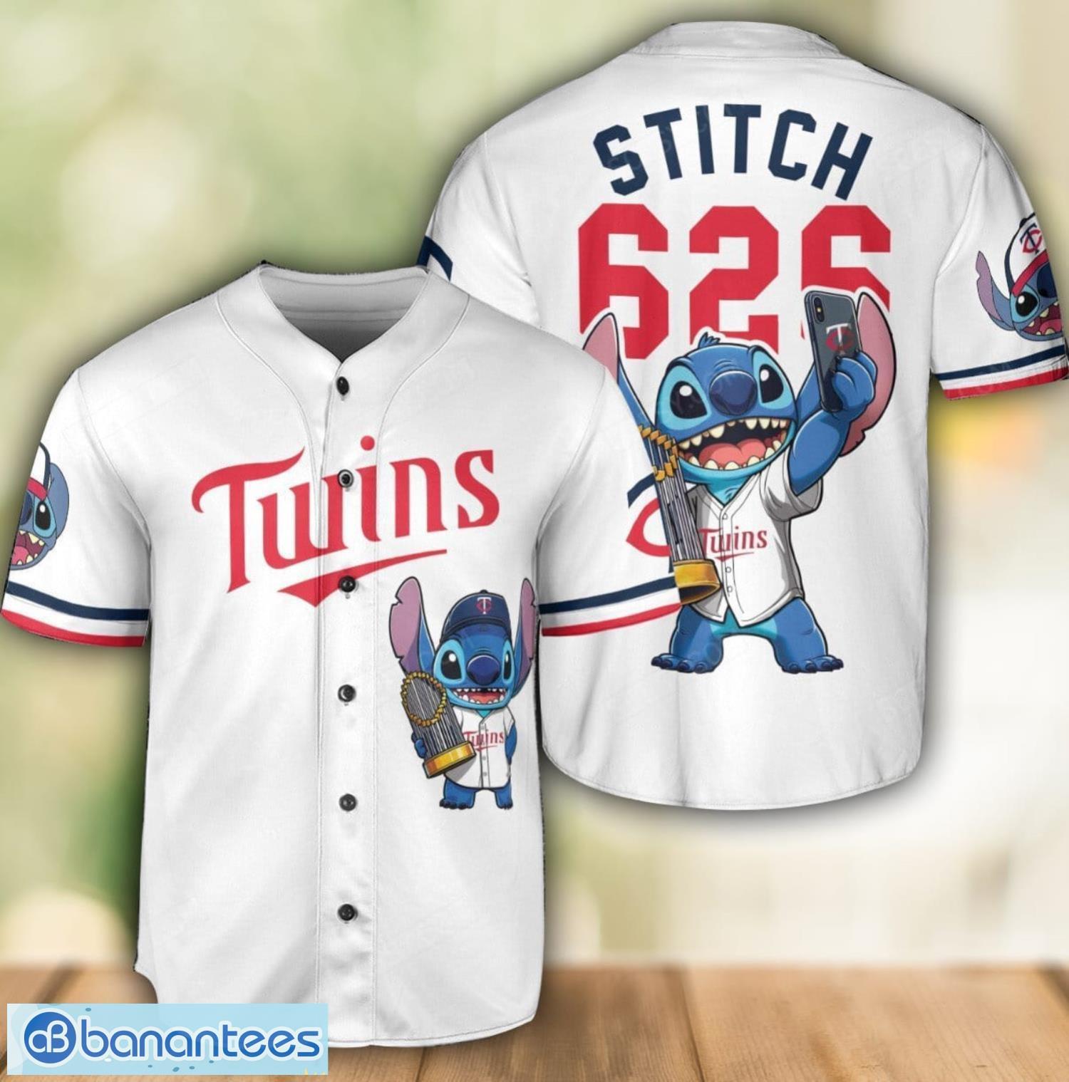 minnesota twins lilo and stitch 3d baseball jersey shirt custom name and number image Minnesota Twins Lilo And Stitch 3D Baseball Jersey Shirt Custom Name And Number Product Photo 1
