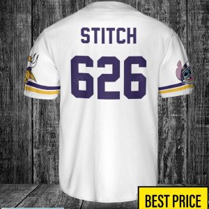 Minnesota Vikings Lilo and Stitch White Baseball Jersey Shirt For Stitch Lover Custom Name Number Product Photo 2