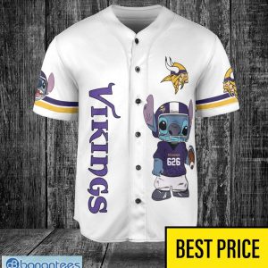 Minnesota Vikings Lilo and Stitch White Baseball Jersey Shirt For Stitch Lover Custom Name Number Product Photo 3