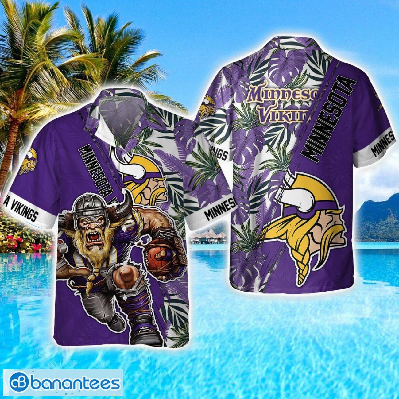 minnesota vikings mascot team 3d hawaiian shirt sport fans summer gift image Minnesota Vikings Mascot Team 3D Hawaiian Shirt Sport Fans Summer Gift Product Photo 1