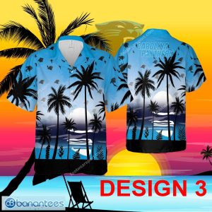 Carolina Panthers Hawaiian Shirt Pattern Coconut Tree AOP For Beach - Design 3 NFL Carolina Panthers Hawaiian Shirt Tree Pattern