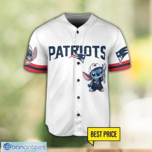 New England Patriots Lilo and Stitch Champions White Baseball Jersey Shirt For Fans Unique Gift Custom Name Number Product Photo 2