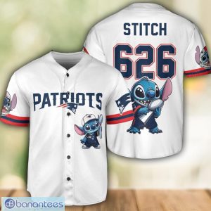 New England Patriots Lilo and Stitch Champions White Baseball Jersey Shirt For Fans Unique Gift Custom Name Number Product Photo 1