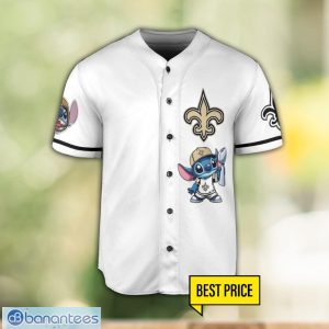 New Orleans Saints Lilo and Stitch Champions White Baseball Jersey Shirt For Fans Unique Gift Custom Name Number Product Photo 2