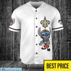 New Orleans Saints Lilo and Stitch White Baseball Jersey Shirt For Stitch Lover Custom Name Number Product Photo 2