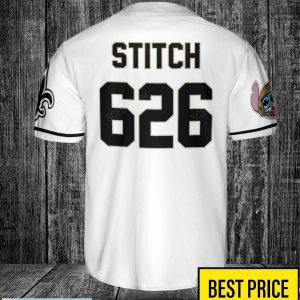 New Orleans Saints Lilo and Stitch White Baseball Jersey Shirt For Stitch Lover Custom Name Number Product Photo 3