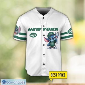 New York Jets Lilo and Stitch Champions White Baseball Jersey Shirt For Fans Unique Gift Custom Name Number Product Photo 2