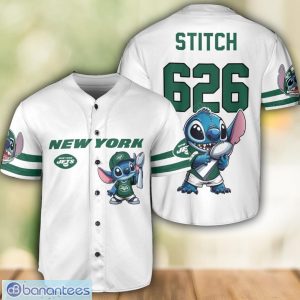 New York Jets Lilo and Stitch Champions White Baseball Jersey Shirt For Fans Unique Gift Custom Name Number Product Photo 1