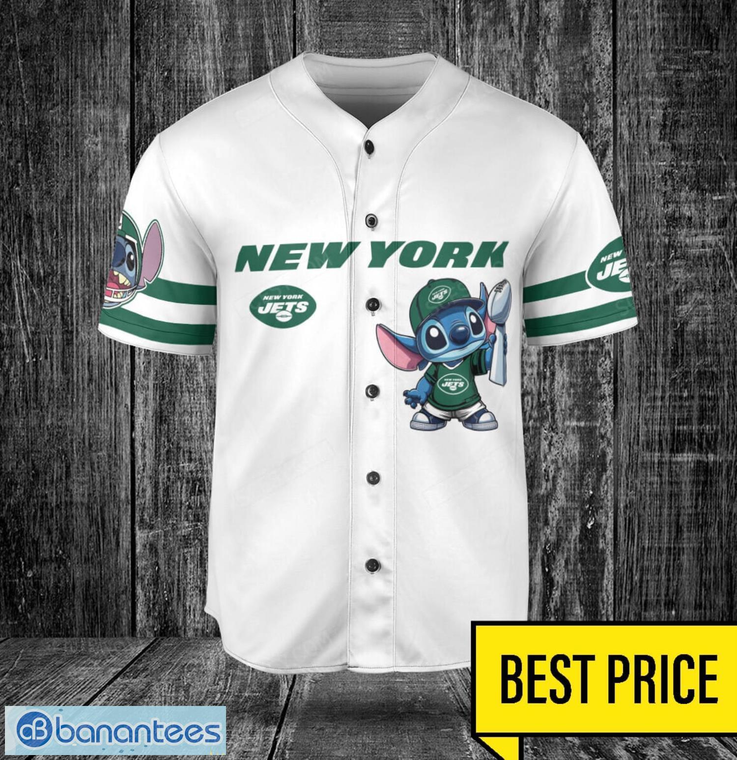 new york jets lilo and stitch white baseball jersey shirt for stitch lover 1 image New York Jets Lilo and Stitch White Baseball Jersey Shirt For Stitch Lover Product Photo 2