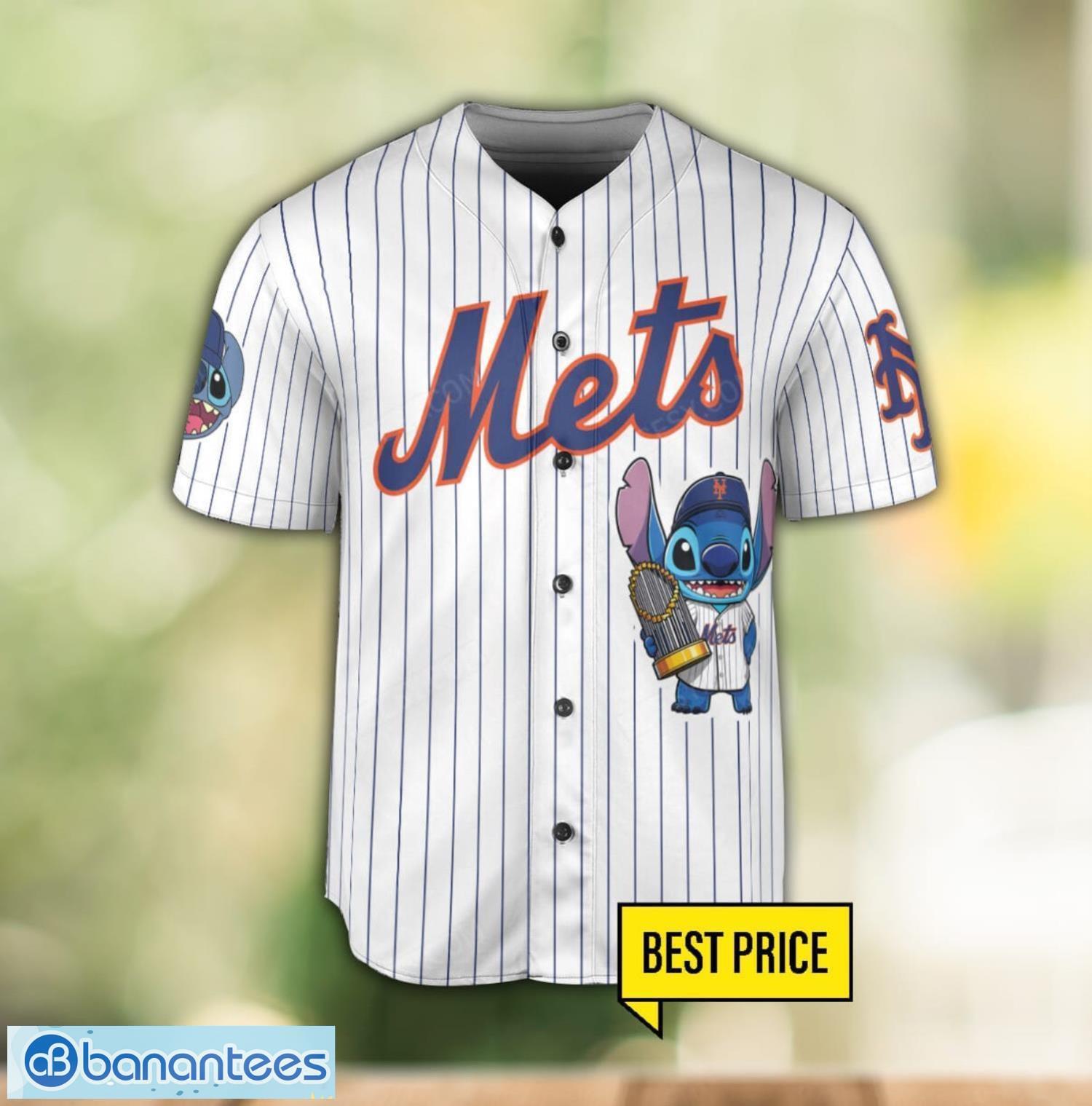 new york mets lilo and stitch 3d baseball jersey shirt custom name and number 1 image New York Mets Lilo And Stitch 3D Baseball Jersey Shirt Custom Name And Number Product Photo 2