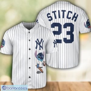 New York Yankees Lilo and Stitch White Baseball Jersey Shirt For Stitch Lover Custom Name Number Product Photo 1