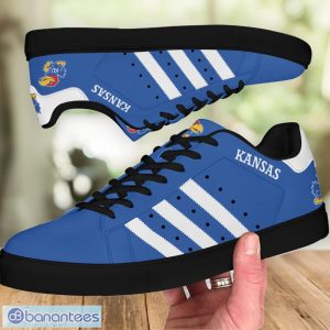 Kansas Jayhawks Football Low Top Skate Shoes For Men And Women White Striped Product Photo 4