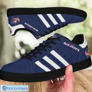 Columbus Blue Jackets Low Top Skate Shoes For Men And Women White Striped Shoes Product Photo 4