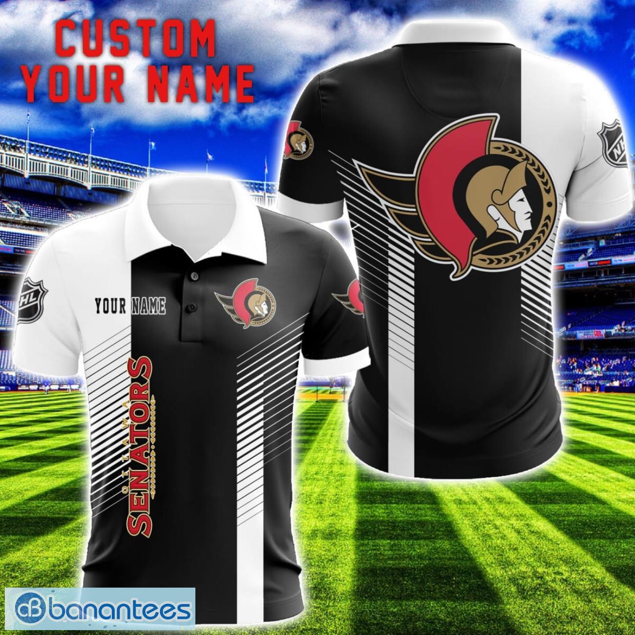ottawa senators team striped style 3d printed polo shirt for fans custom name image Ottawa Senators Team Striped Style 3D Printed Polo Shirt For Fans Custom Name Product Photo 1
