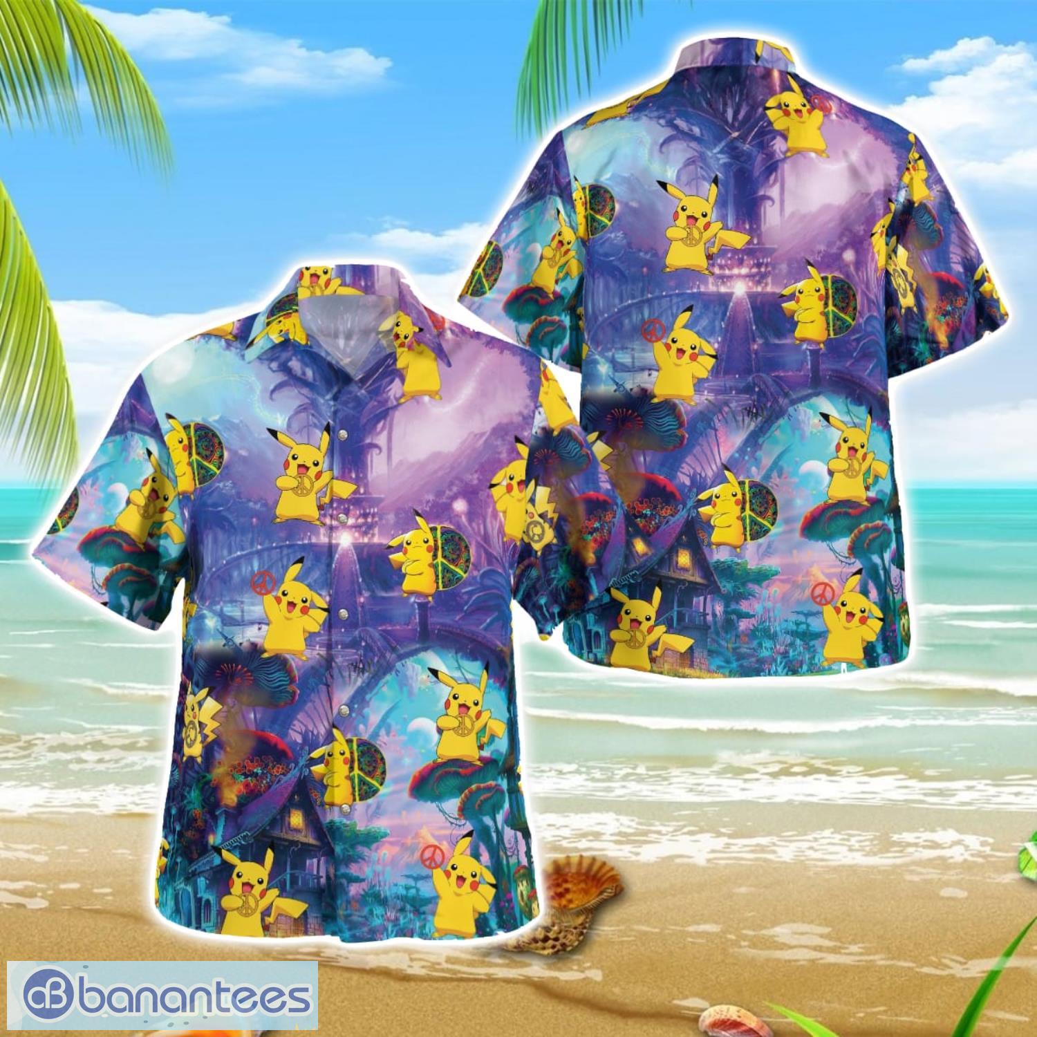 peace mushroom pikachu hawaiian shirt summer gift beach shirt men women shirt image Peace mushroom Pikachu Hawaiian Shirt Summer Gift Beach Shirt Men Women Shirt Product Photo 1
