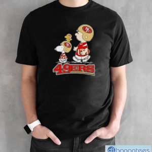 Peanuts Charlie Brown Snoopy And Woodstock San Francisco 49ers Walking Shirt - Black Unisex T-Shirt
