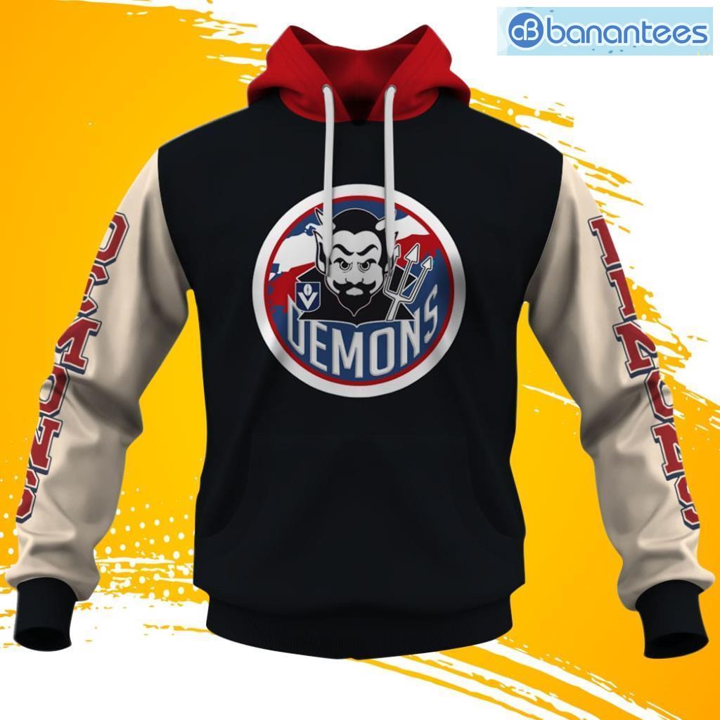 Personalise Afl Melbourne Demons Vintage Retro Hoodie 3D All Over Printed Gift For Big Fans Product Photo 1