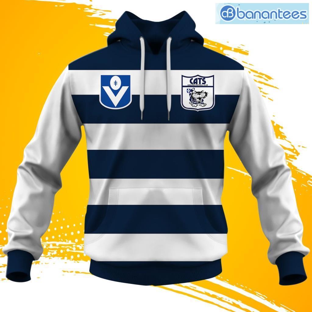 Personalized Geelong Cats Football Club Vintage Retro Afl 80s Hoodie 3D All Over Printed Gift For Big Fans Product Photo 1