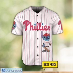 Philadelphia Phillies Lilo and Stitch White Baseball Jersey Shirt For Stitch Lover Custom Name Number Product Photo 2