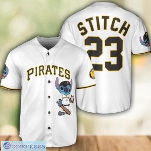 Pittsburgh Pirates Lilo and Stitch White Baseball Jersey Shirt For Stitch Lover Custom Name Number Product Photo 1