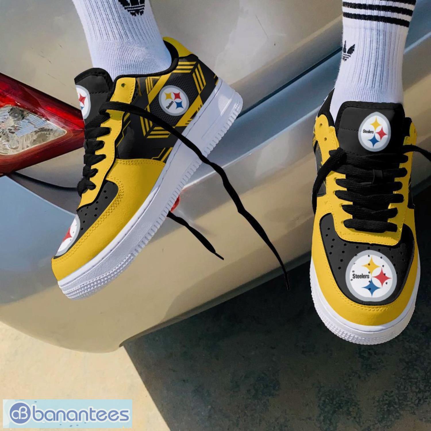 pittsburgh steelers air force sneakers yelowe and black color shoes image Pittsburgh Steelers Air Force Sneakers Yelowe And Black Color Shoes Product Photo 1