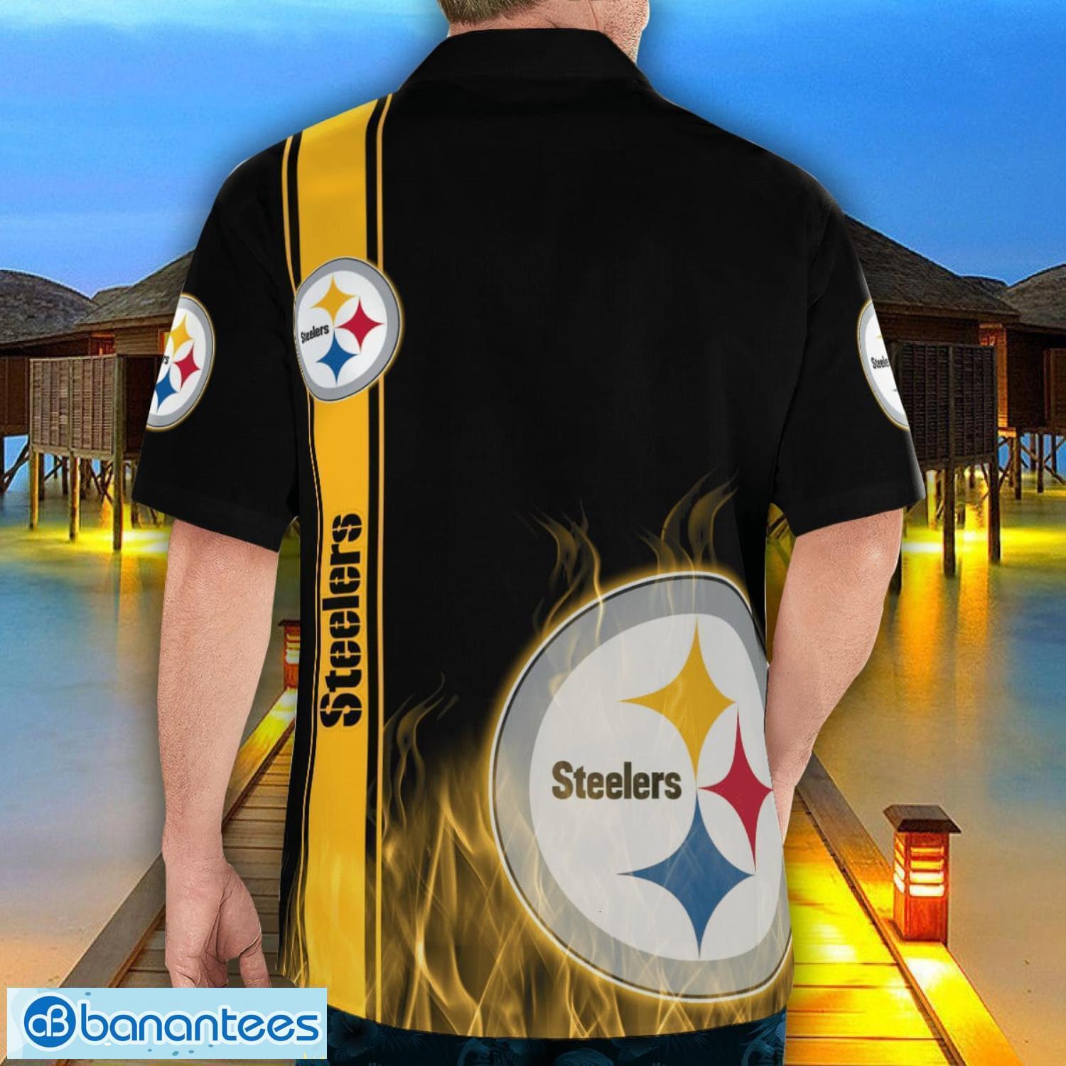 pittsburgh steelers flame designs 3d hawaiian shirt special gift for fans 1 image Pittsburgh Steelers Flame Designs 3D Hawaiian Shirt Special Gift For Fans Product Photo 2