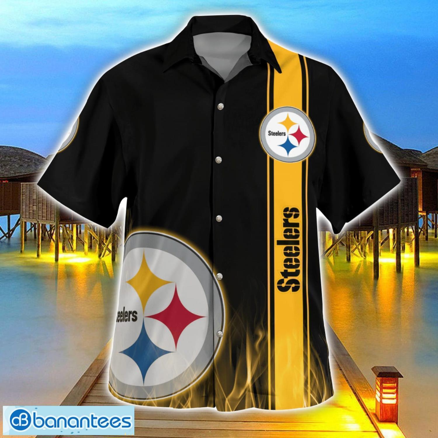 pittsburgh steelers flame designs 3d hawaiian shirt special gift for fans image Pittsburgh Steelers Flame Designs 3D Hawaiian Shirt Special Gift For Fans Product Photo 1