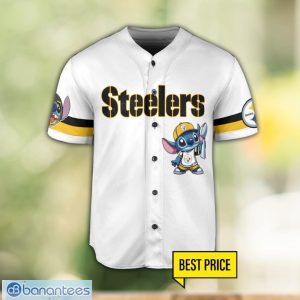 Pittsburgh Steelers Lilo and Stitch Champions White Baseball Jersey Shirt For Fans Unique Gift Custom Name Number Product Photo 2