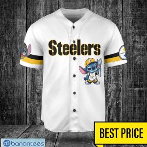 Pittsburgh Steelers Lilo and Stitch White Baseball Jersey Shirt For Stitch Lover Product Photo 2