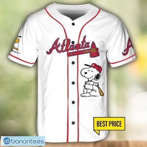 Atlanta Braves Peanuts Cute Snoopy Baseball Jersey Short Sport Team Gift Custom Name And Number Product Photo 2