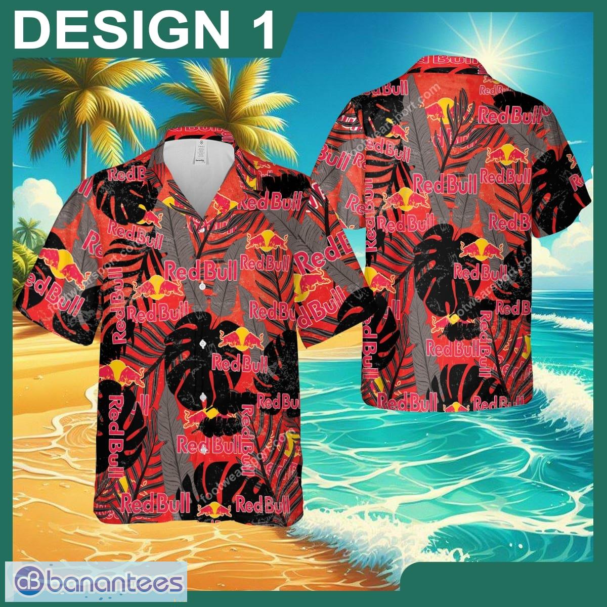 Red Bull Vacation Wear Brand New AOP Hawaiian Shirt Retro Vintage For Men And Women - Brand Style 1 Red Bull Hawaiin Shirt Design Pattern