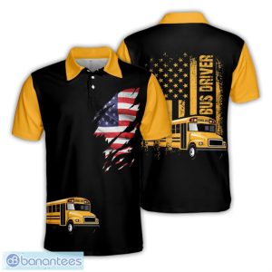 School Bus American Polo Shirt Aloha 3D Printed School Bus Lover Gift Product Photo 1