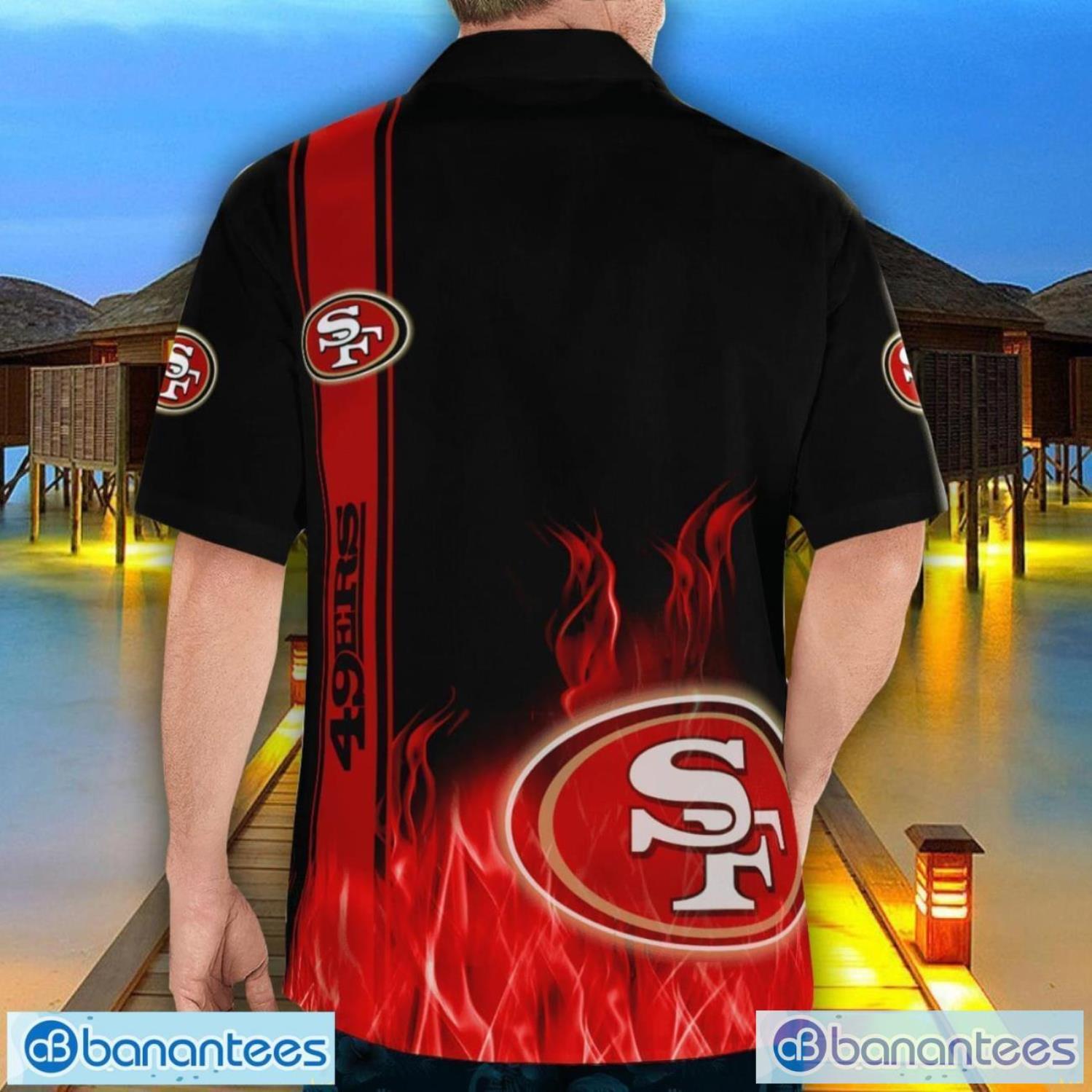 san francisco 49ers flame designs 3d hawaiian shirt special gift for fans 1 image San Francisco 49ers Flame Designs 3D Hawaiian Shirt Special Gift For Fans Product Photo 2