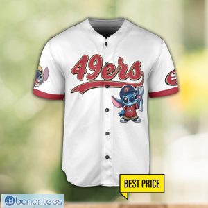 San Francisco 49ers Lilo and Stitch Champions White Baseball Jersey Shirt For Fans Unique Gift Custom Name Number Product Photo 2