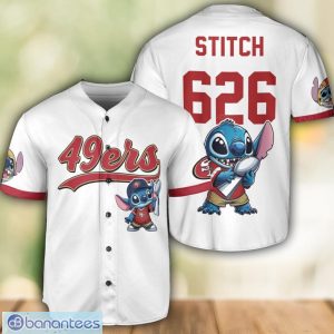 San Francisco 49ers Lilo and Stitch Champions White Baseball Jersey Shirt For Fans Unique Gift Custom Name Number Product Photo 1