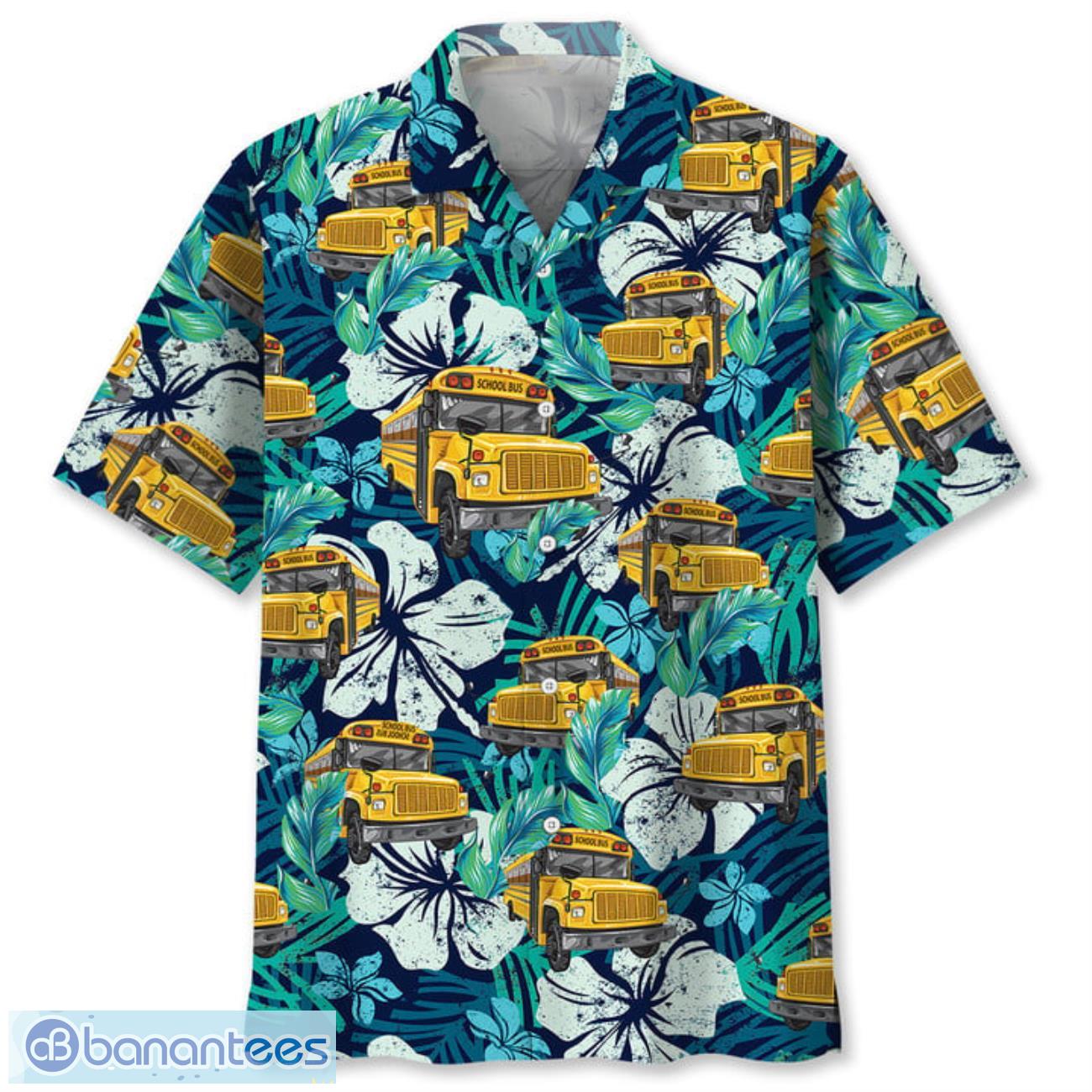 school bus tropical aloha 3d hawaiian shirt flower holiday gift image School Bus Tropical Aloha 3D Hawaiian Shirt Flower Holiday Gift Product Photo 1