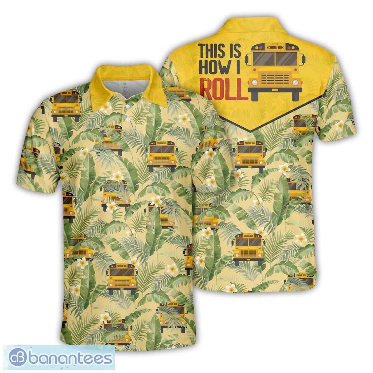 school bus tropical polo shirt aloha 3d printed school bus lover gift image School Bus Tropical Polo Shirt Aloha 3D Printed School Bus Lover Gift Product Photo 1