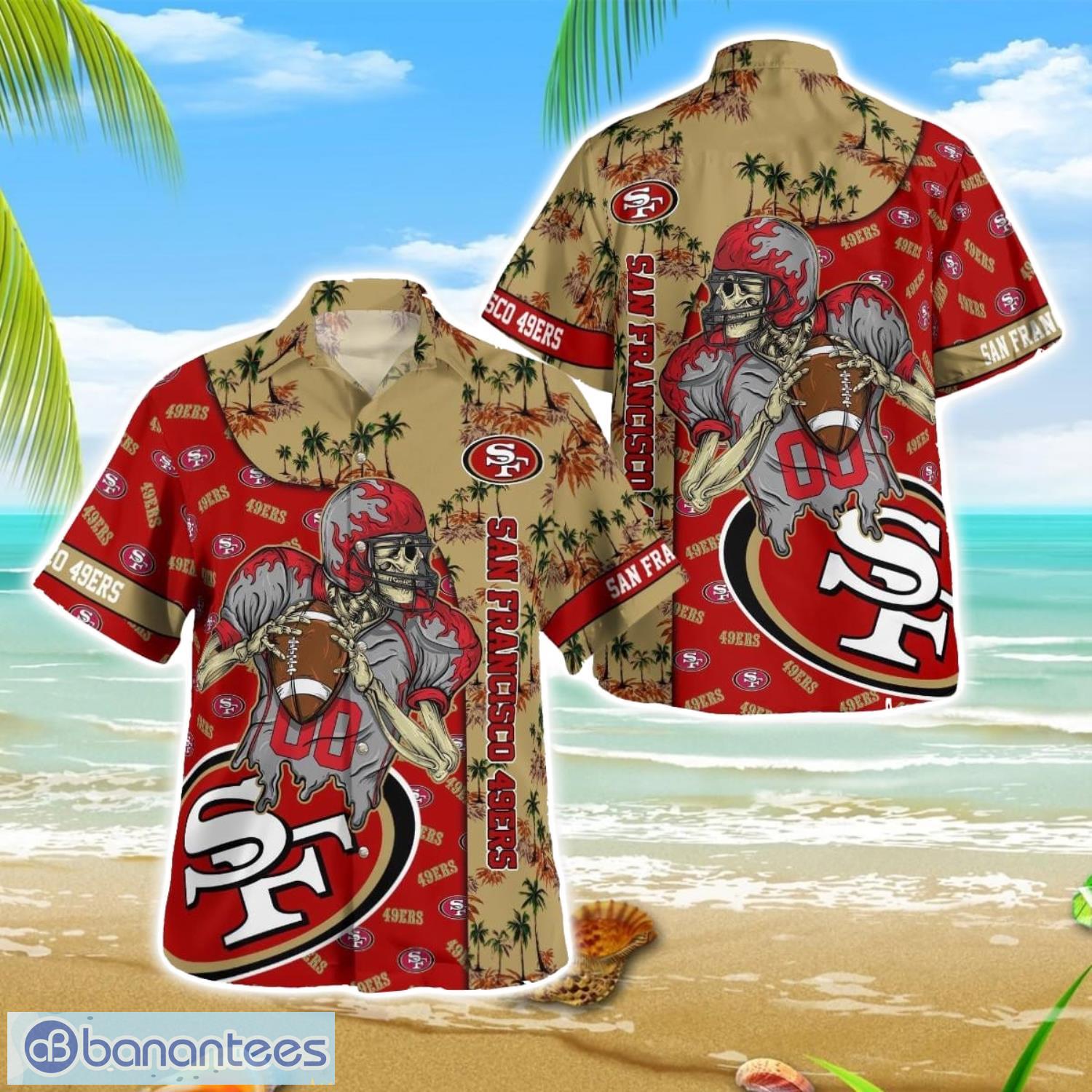 sf 49ers hawaiian shirt summer gift beach shirt men women shirt image SF 49ers Hawaiian Shirt Summer Gift Beach Shirt Men Women Shirt Product Photo 1